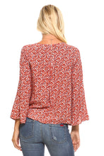 Load image into Gallery viewer, Boho Striped V-Neck Bell Sleeve Top