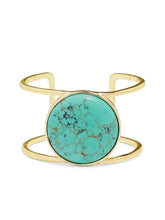 Load image into Gallery viewer, 18K Gold Plated Turquoise Center Stone Boho Bangle